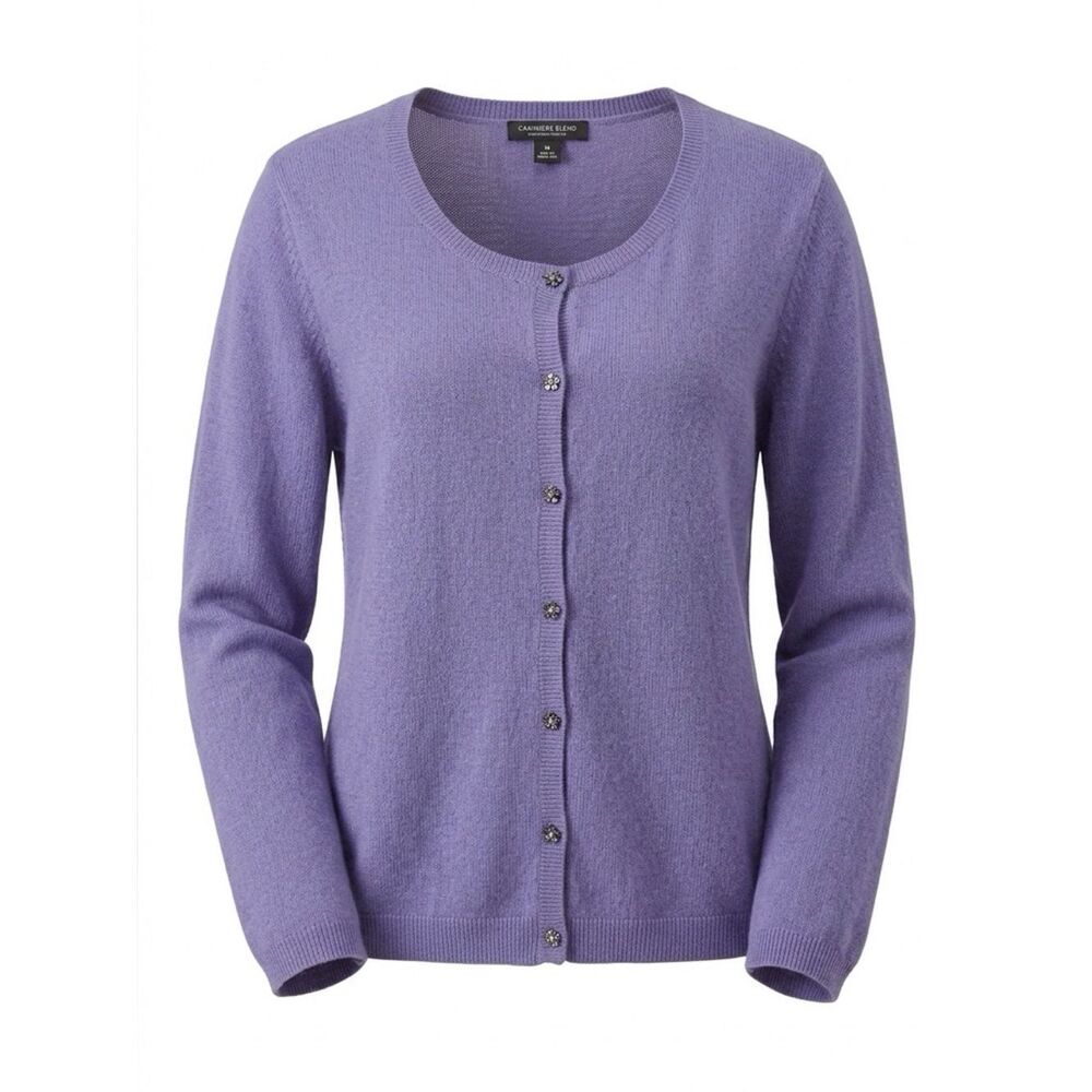Women's Purple Silk Blend Cardigan Sweater Size XL